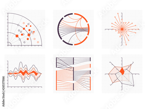 Abstract charts and graphs line illustration