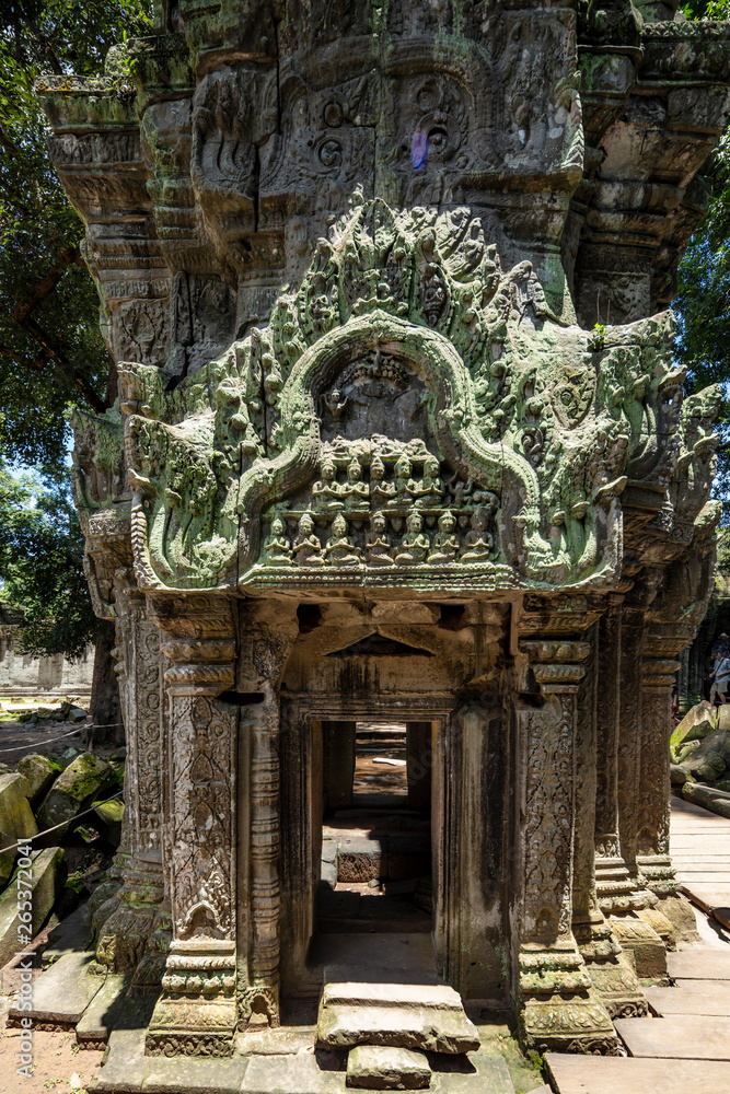 Doorway detail at Ta Prohm temple, Siem Reap, Cambodia