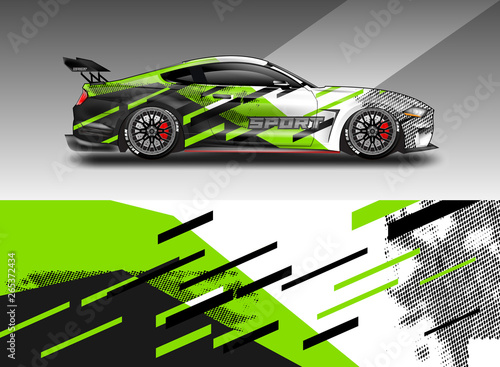 Sport Car decal wrap design vector. Graphic abstract stripe racing background kit designs for vehicle, race car, rally, adventure and livery. Eps 10