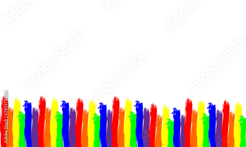 Gay pride flag vector illustration with sample text. Design template for banner, brochure, website, card. Colorful image with place for text. Lgbt tolerance concept.