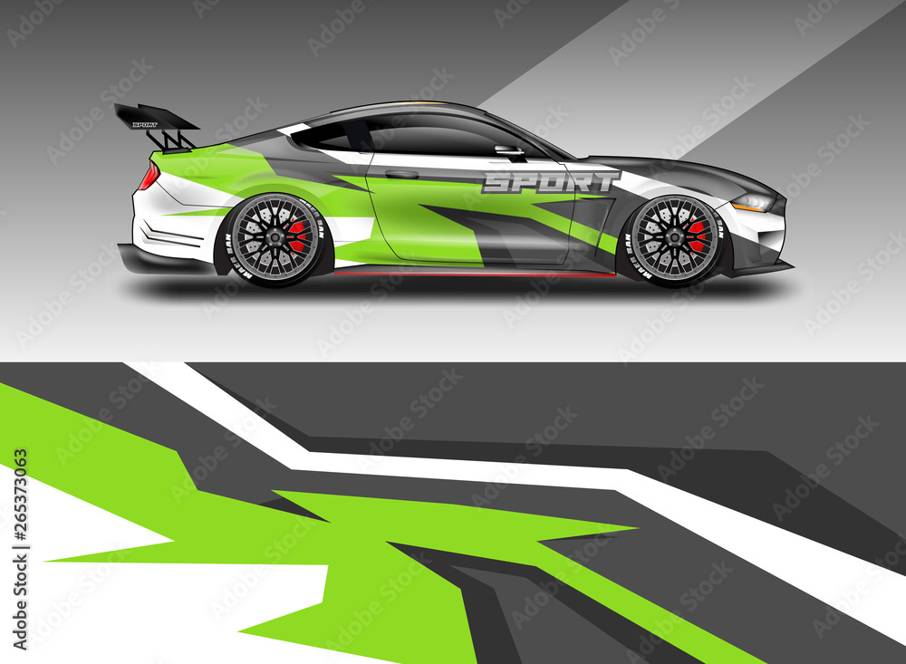 Sport Car decal wrap design vector. Graphic abstract stripe racing background kit designs for vehicle, race car, rally, adventure and livery. Eps 10