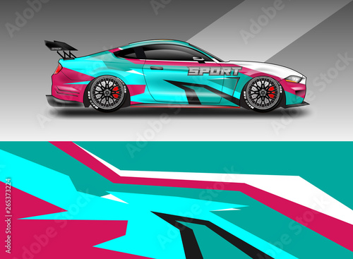 Sport Car decal wrap design vector. Graphic abstract stripe racing background kit designs for vehicle, race car, rally, adventure and livery. Eps 10 © Alleuy