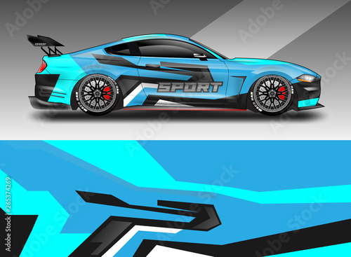 Sport Car decal wrap design vector. Graphic abstract stripe racing background kit designs for vehicle  race car  rally  adventure and livery. Eps 10
