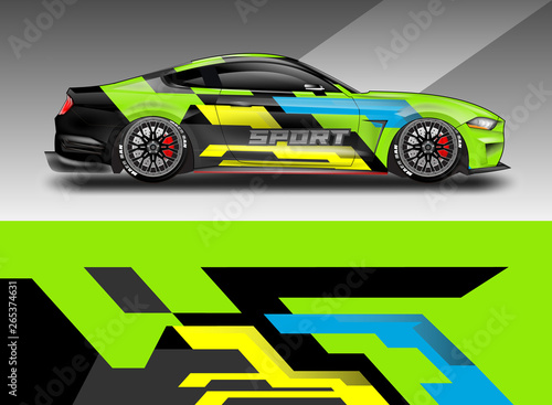 Sport Car decal wrap design vector. Graphic abstract stripe racing background kit designs for vehicle  race car  rally  adventure and livery. Eps 10