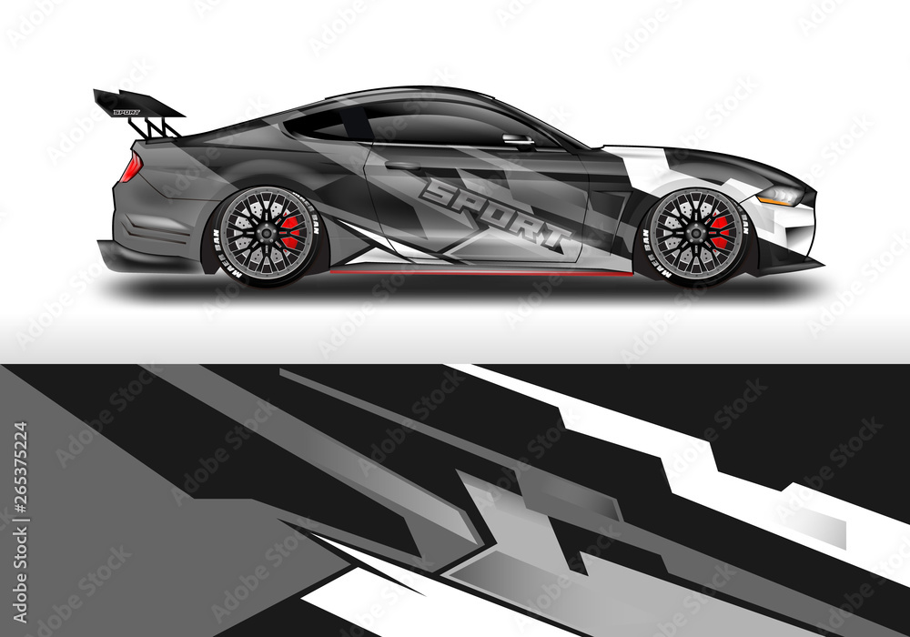 Livery decal car vector , supercar, rally, drift . Graphic abstract stripe racing background . 