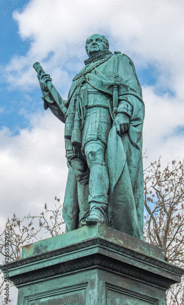 Statue of Frederick Duke of York and Albany on the Edinburgh Castle Esplanade Edinburgh Scotland