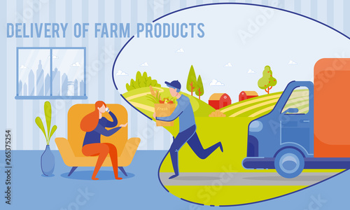 Flat Delivery Farm Products Vector Illustration. 