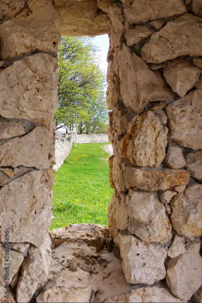Elements of old stone walls in the monastery...