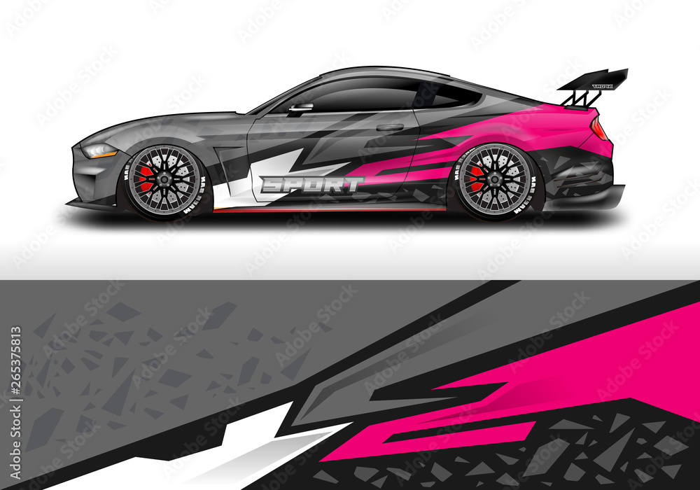 Obraz premium Livery decal car vector , supercar, rally, drift . Graphic abstract stripe racing background .