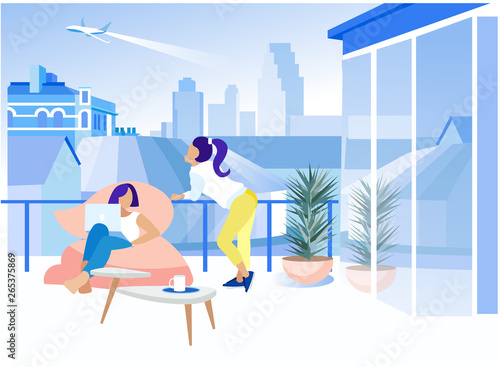 Creative Workplace Balcony Coworking Office Banner