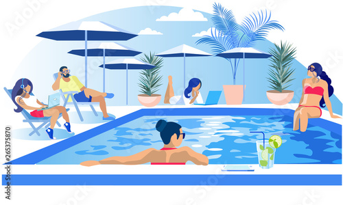 Pool Party Rest Summertime Invitation Flat Banner