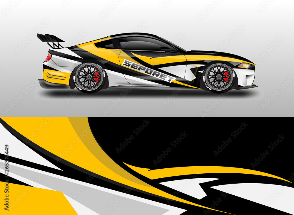 Livery decal car vector , supercar, rally, drift . Graphic abstract stripe racing background . 