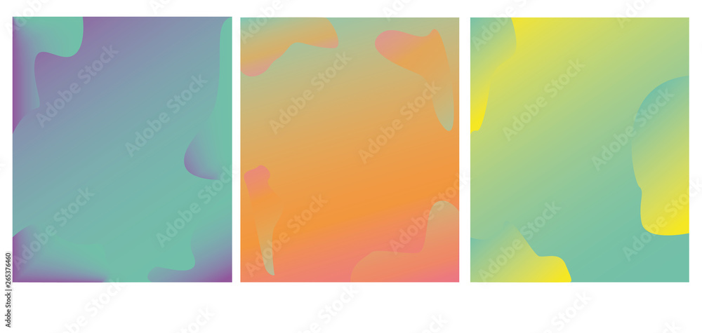 Bright set of cards with color trendy gradient. Abstract trendy  background, colorful texture. Creative design, minimalism. Beautiful vertical wallpaper. Multicolor image