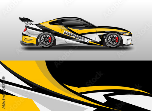 Livery decal car vector   supercar  rally  drift . Graphic abstract stripe racing background . 