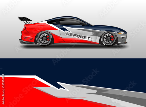 Livery decal car vector   supercar  rally  drift . Graphic abstract stripe racing background . 