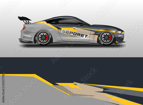 Livery decal car vector , supercar, rally, drift . Graphic abstract stripe racing background .  © Alleuy