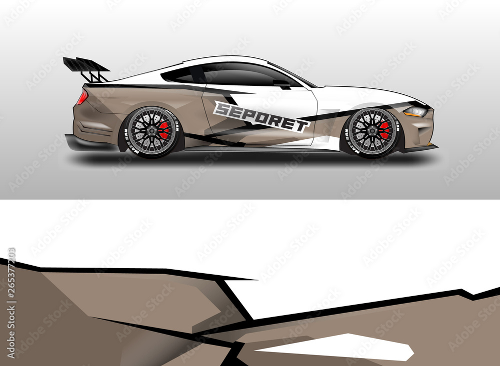 Fototapeta premium Livery decal car vector , supercar, rally, drift . Graphic abstract stripe racing background . 