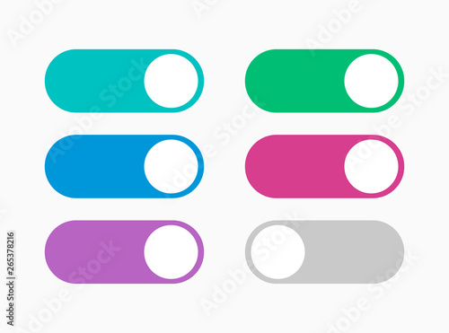 Vector toggle icon set. On and Off button switch.