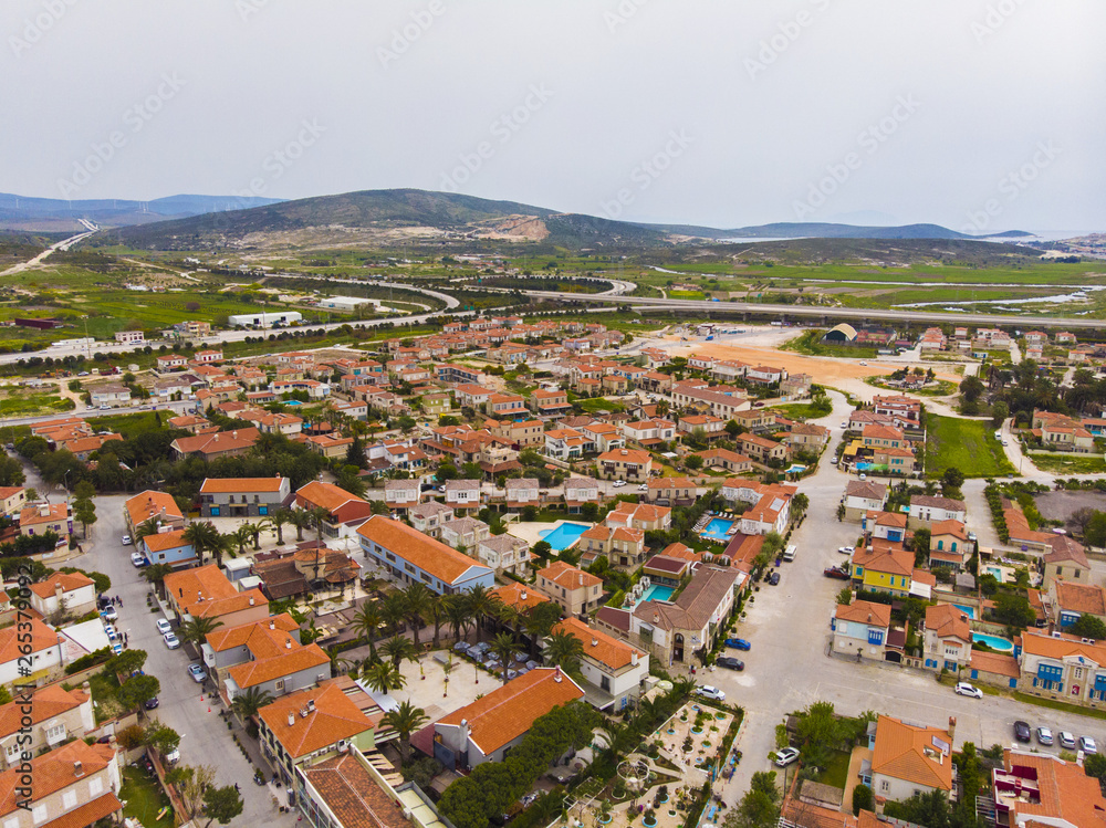 Cesme, Izmir / TURKEY -  Aerial view of Cesme Alacati taken by drone
