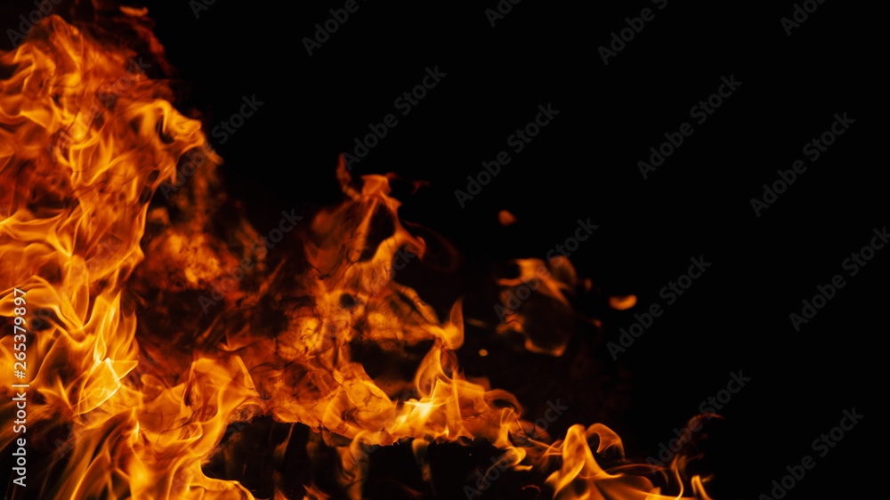 On fire. Themes of fire, disaster and extreme events. Background with ...