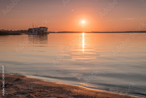 Obraz na płótnie Sonnenuntergang am Geierswalder See w salonie