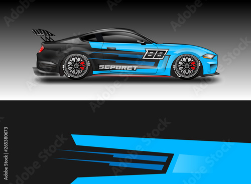 Livery decal car vector , supercar, rally, drift . Graphic abstract stripe racing background . File ready to print and editable .