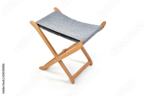 Folding wooden table on a white background photo