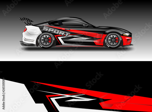 Livery decal car vector , supercar, rally, drift . Graphic abstract stripe racing background . File ready to print and editable .