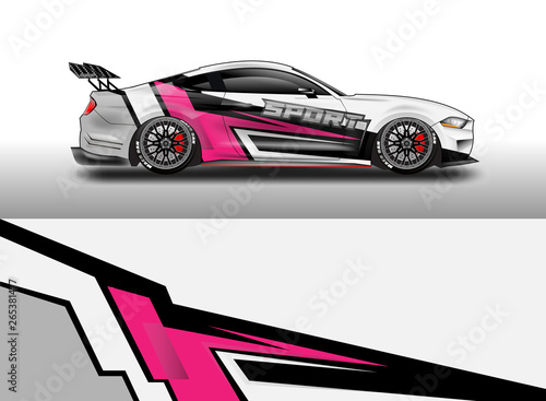 Livery decal car vector , supercar, rally, drift . Graphic abstract stripe racing background . File ready to print and editable .