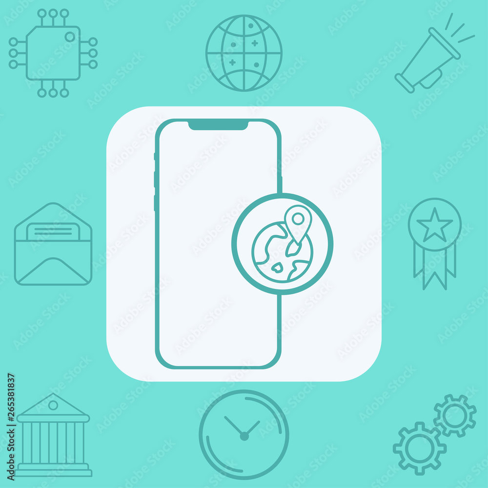 Phone with location vector icon sign symbol Phone with location vector icon sign symbol