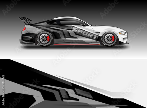 Livery decal car vector , supercar, rally, drift . Graphic abstract stripe racing background . File ready to print and editable .