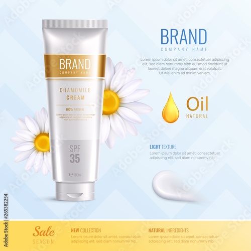 Organic Cosmetics Ingredients Advertising Realistic Composition