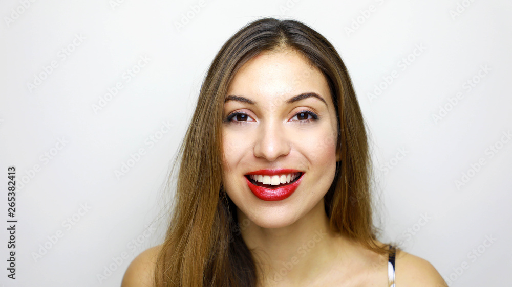 Portrait of beautiful brunette on white background studio Portrait of beautiful brunette on white background studio