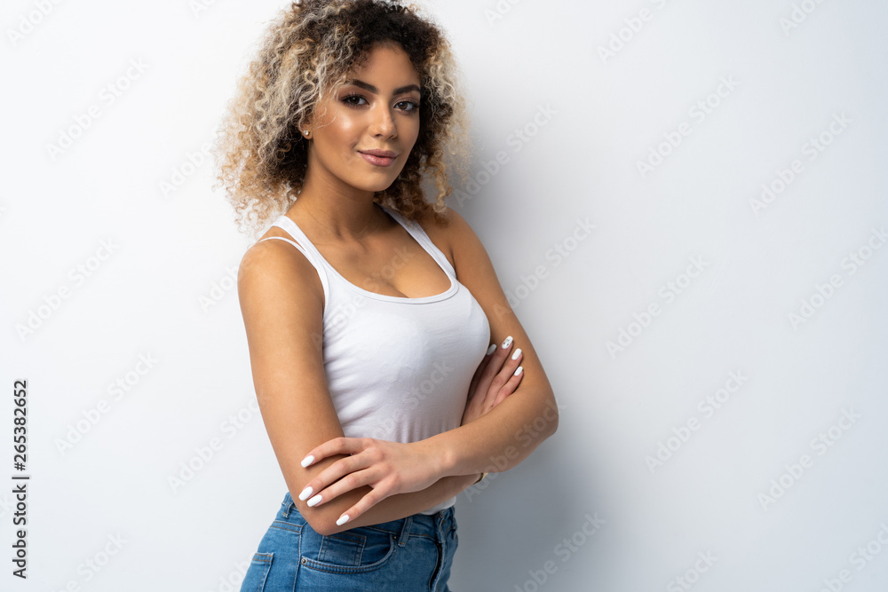 Portrait of beautiful black woman isolated on white Portrait of beautiful black woman isolated on white