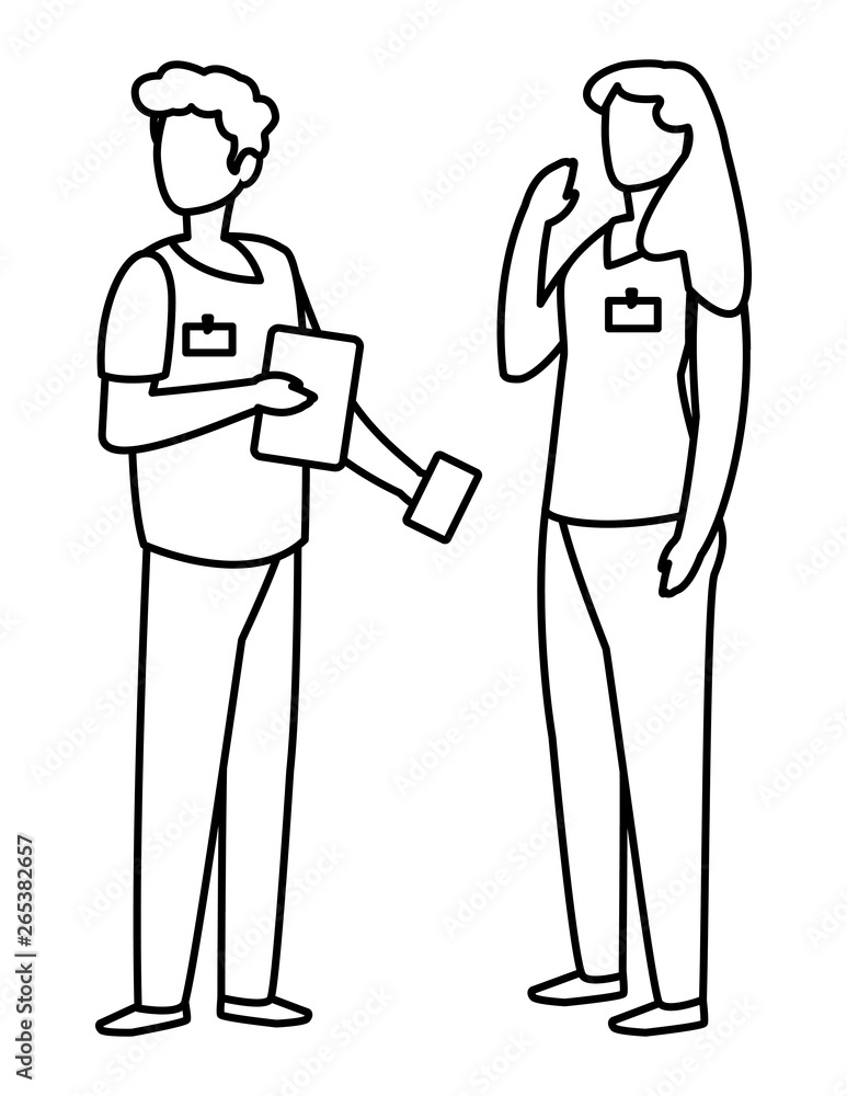 couple medicine workers with uniform characters couple medicine workers with uniform characters