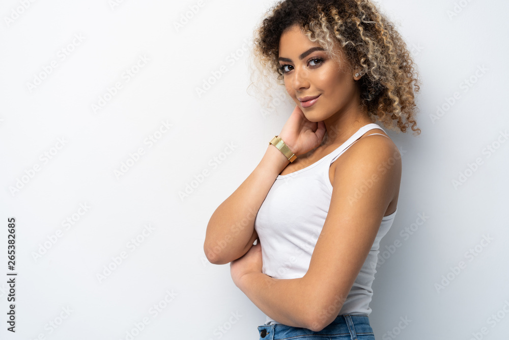 Portrait of beautiful black woman isolated on white Portrait of beautiful black woman isolated on white