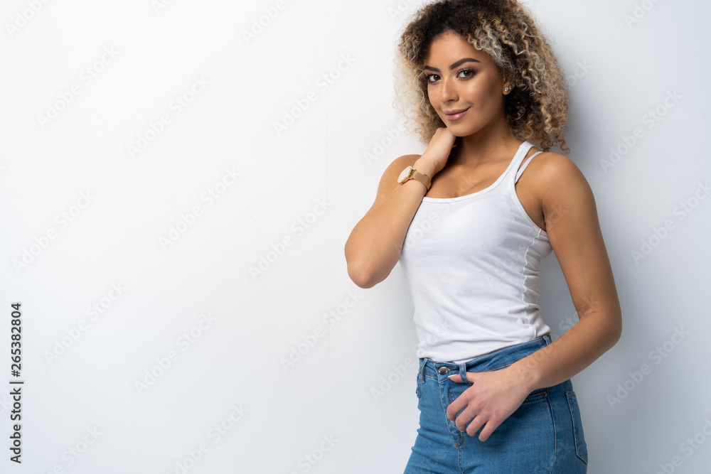 Portrait of beautiful black woman isolated on white Portrait of beautiful black woman isolated on white