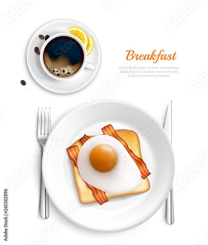 Breakfast Realistic Top View Composition