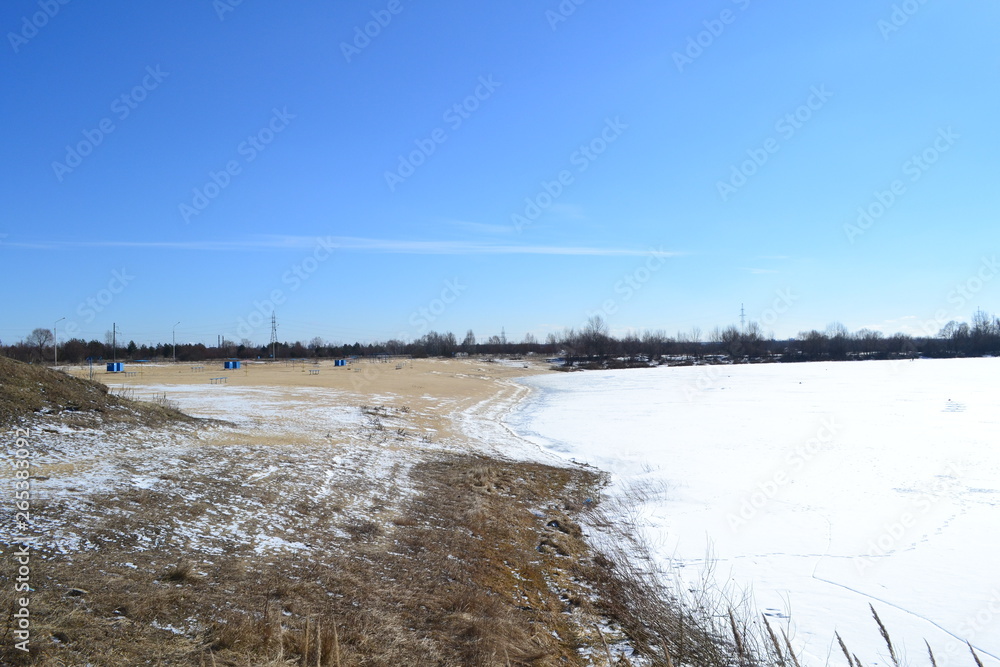The water grew on the river in early spring. The water grew on the river in early spring.