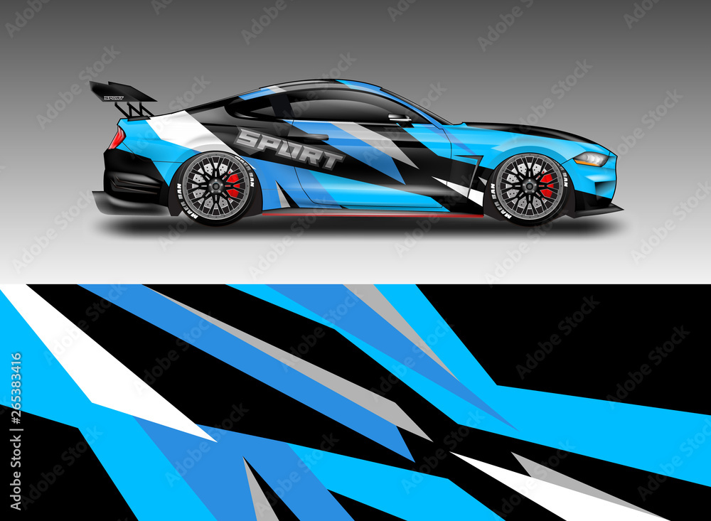 Livery decal car vector , supercar, rally, drift . Graphic abstract stripe racing background . File ready to print and editable . Livery decal car vector , supercar, rally, drift . Graphic abstract stripe racing background . File ready to print and editable .