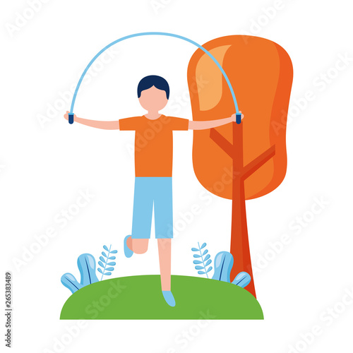 sporty man jumping rope