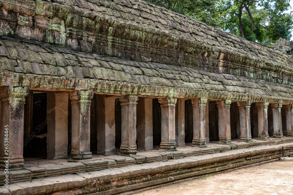 View of the stunning architecture at Ta Prohm temple in Siem Reap, Cambodia