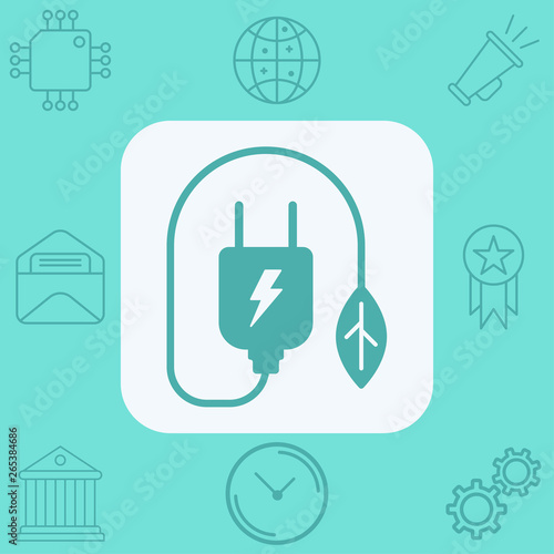 Plug with leaf vector icon sign symbol