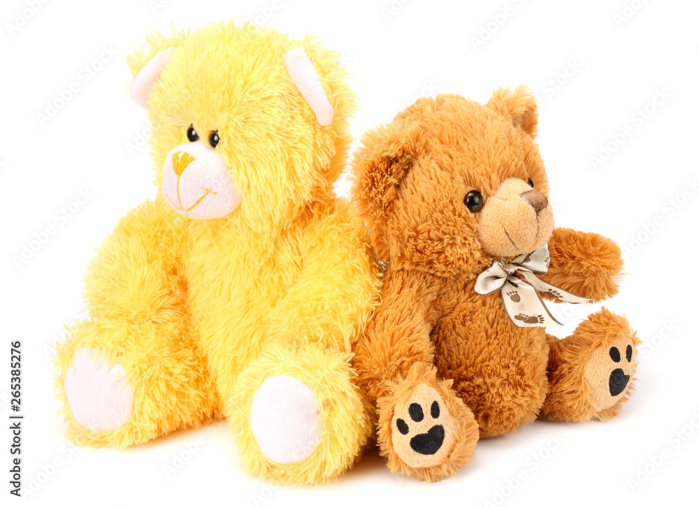 Two toy teddy bears isolated on white background Two toy teddy bears isolated on white background