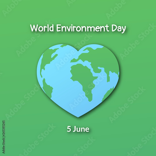 Planet Earth in the shape of a heart. Poster for the World Environment Day