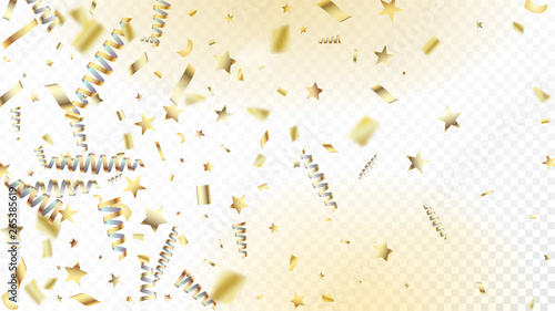 Modern Christmas Confetti Isolated Invitation Layout. Cool Luxury Christmas, New Year, Birthday Party Holiday Scatter. Horizontal Mystical Sparkles Background. Christmas Confetti Isolated