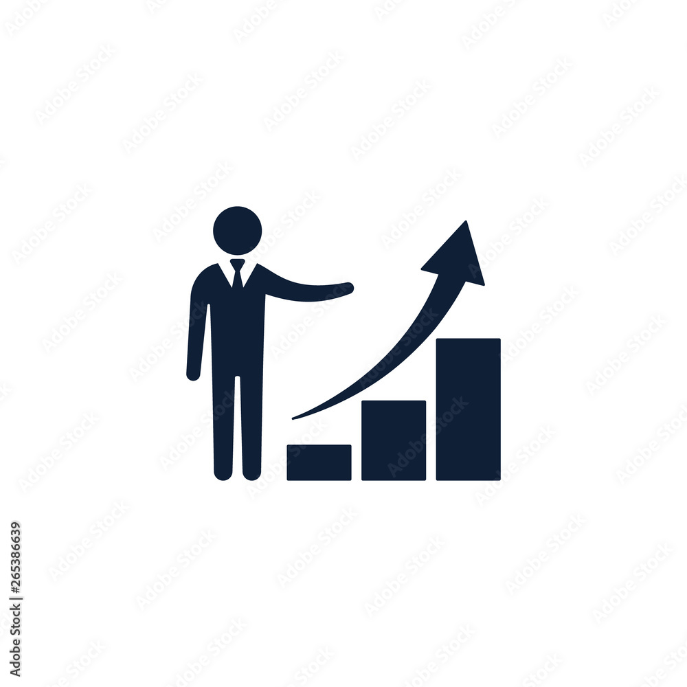 Businessmen with business growth graph icon, vector isolated illustration Businessmen with business growth graph icon, vector isolated illustration