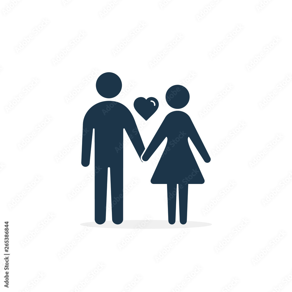 Couple icon with heart. Vector isolated illustration Couple icon with heart. Vector isolated illustration