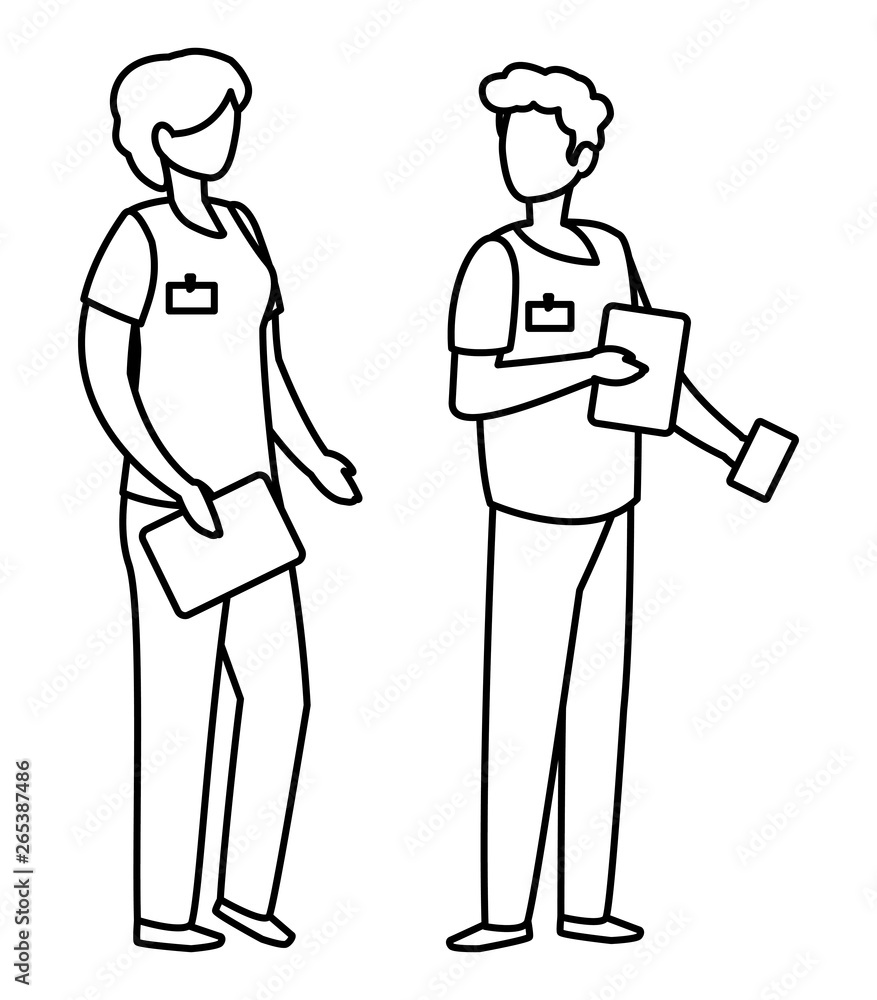 couple medicine workers with uniform characters couple medicine workers with uniform characters