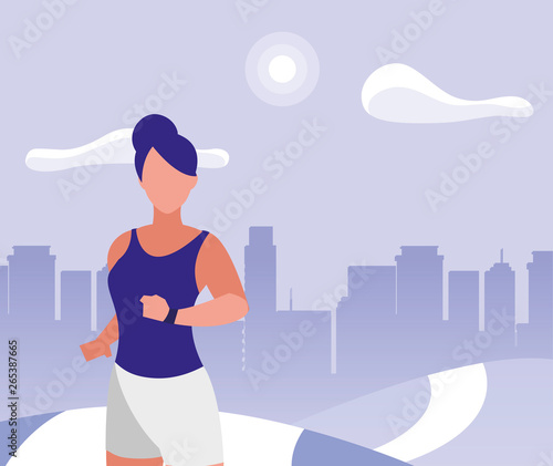 athletic woman running in the park